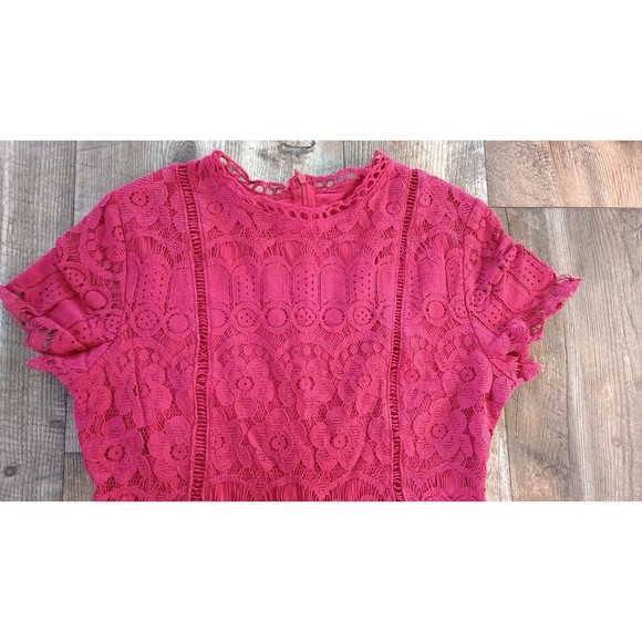 Women's Red Crochet Mini Dress, Size Medium - Picture 4 of 12